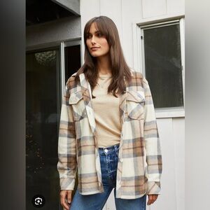 Thread & Supply Plaid Utility Jacket in Cream and Brown